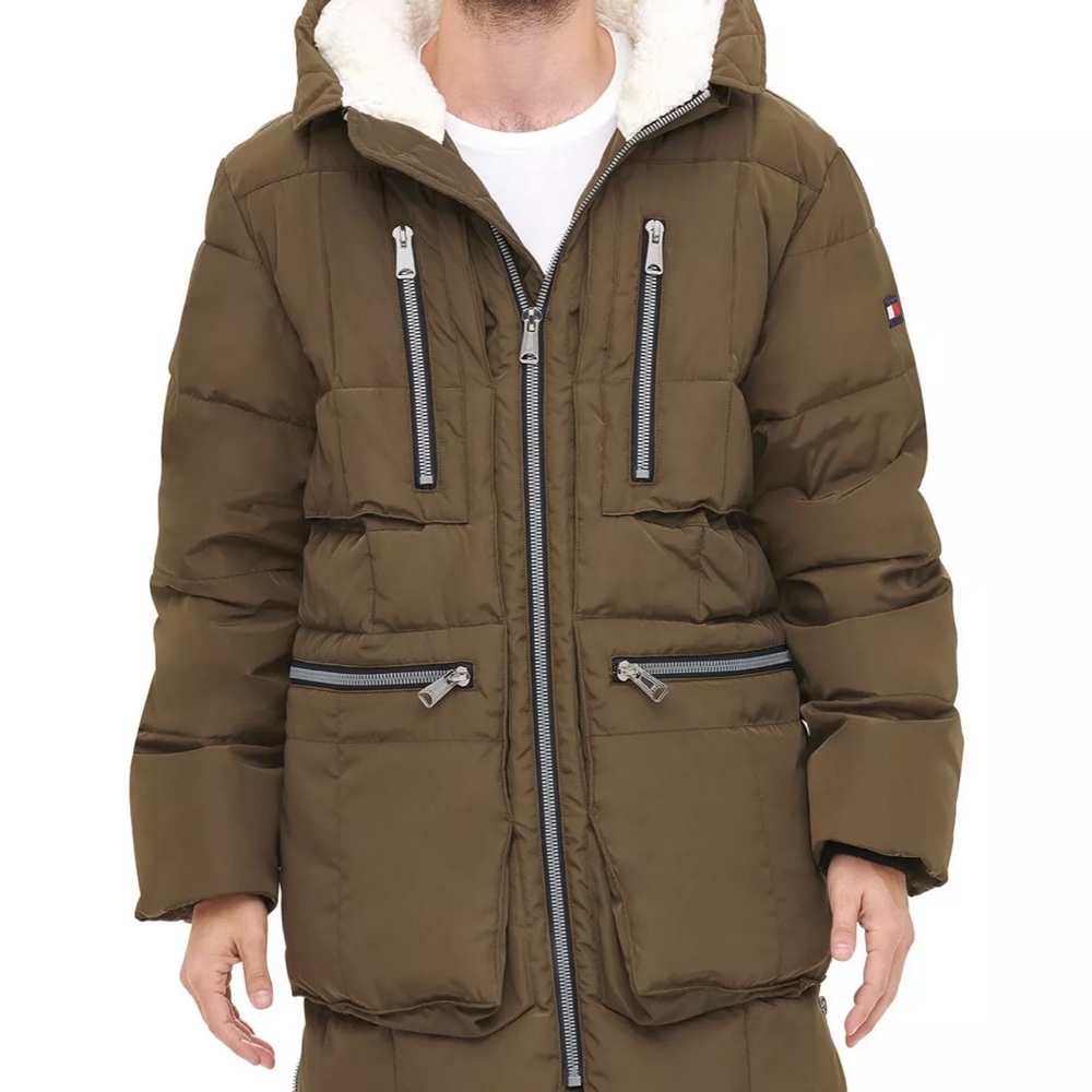 NWOT Tommy Hilfiger Men's Heavyweight Quilted Sherpa Hooded Parka